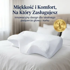 Biała miękka poduszka ergonomiczna ErgoSen Soft – idealne podparcie karku i głowy zapewniające komfortowy sen.