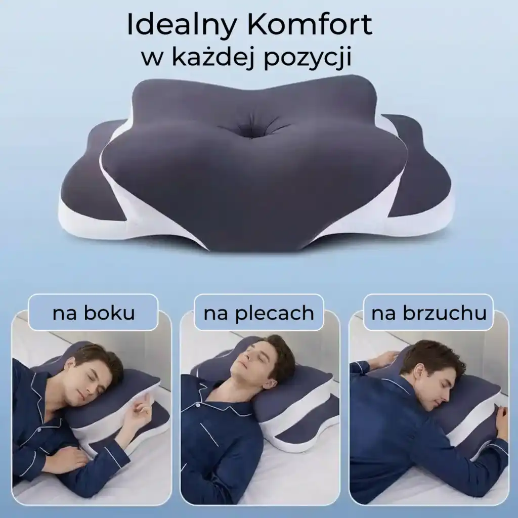 Poduszka ErgoSen Solid do spania na boku, plecach i brzuchu - idealny komfort kręgosłupa.